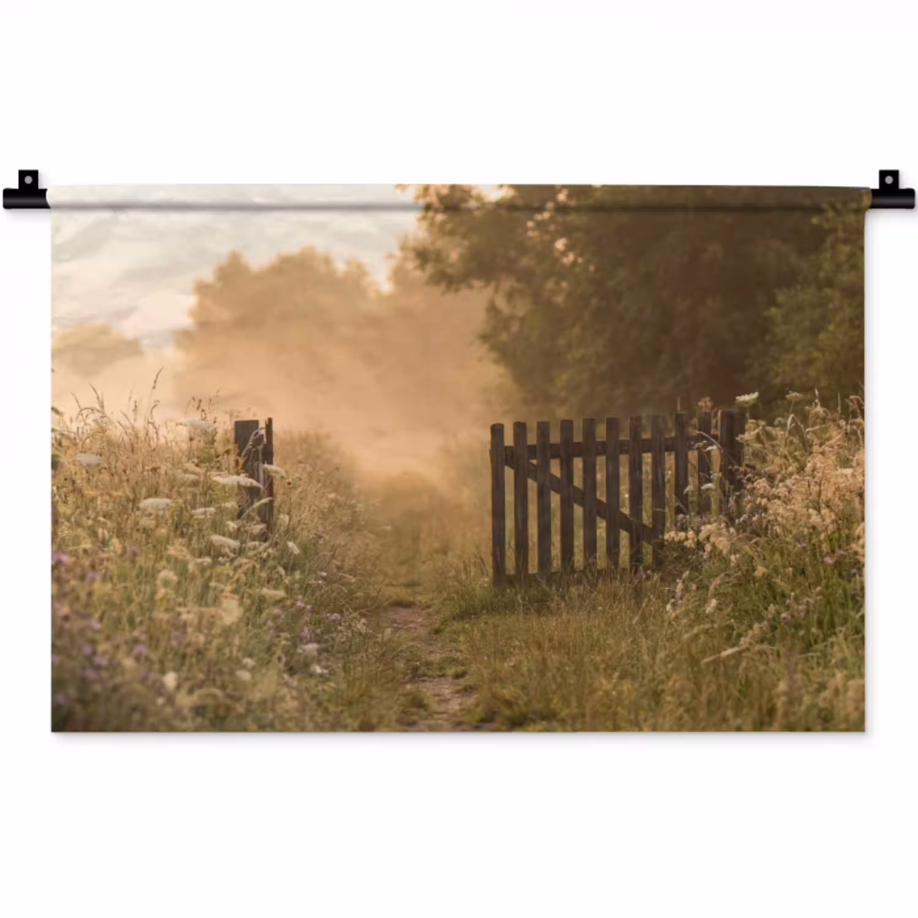 Hek - Natuur - Mist - Veld Wandkleed katoen klein -zz3d