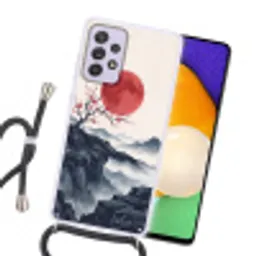 Kersenbloesem - Oosters - Rood Hoesje Samsung Galaxy A52 5G met koord klein -sfeer1