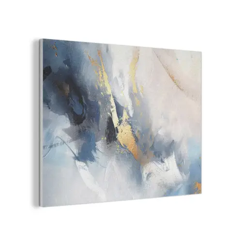 Blauw - Modern - Marmer - Abstract - Goud PET vilt klein -3d