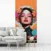 Portret - Vrouw - Abstract - Bloemen fotobehang vinyl groot -woonkamer