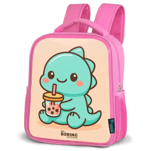 Kawai - Dino - Bubbletea Kinderrugzak - Roze middel -schuin