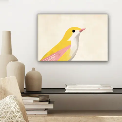 Vogel - Minimalistisch - Geel canvas 2cm klein -sfeer6
