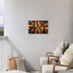 Figuren - Abstract - Symbolen Tuinposter op houten frame 2 cm dik klein -sfeer1
