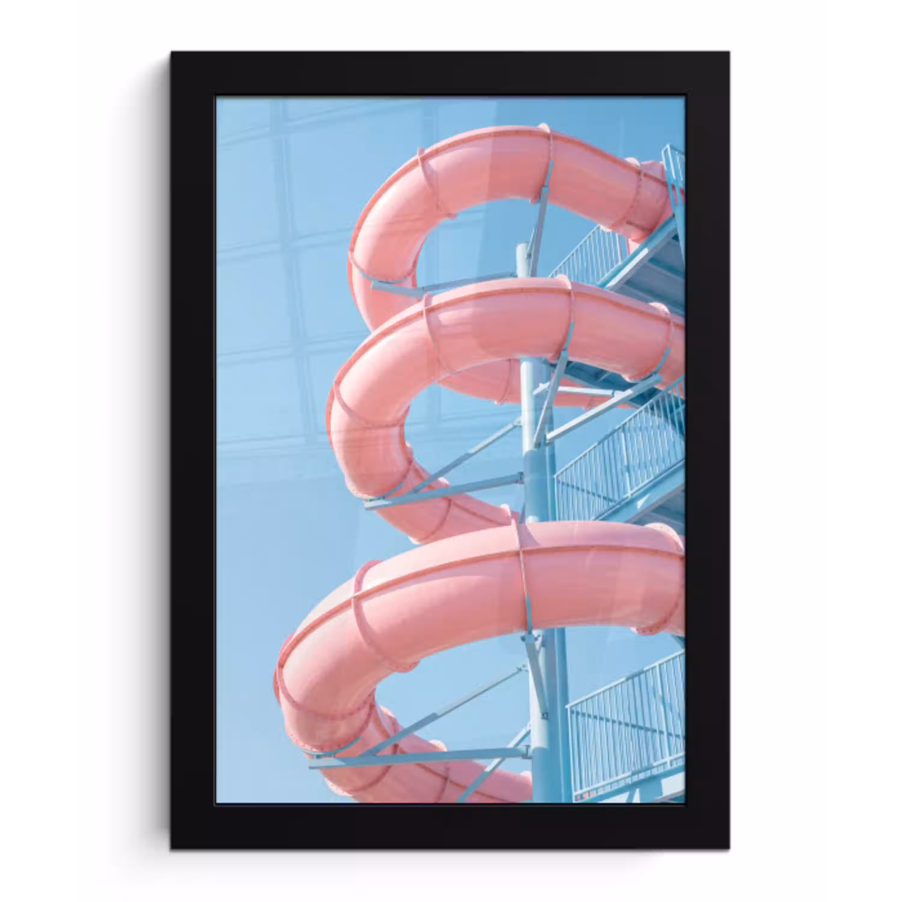Glijbaan - Waterpark - Spiraal - Modern - Roze fotolijst zwart zonder passe partout klein -3d