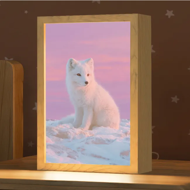 Kids’ Night Light - Arctic Fox - Snow - Pink