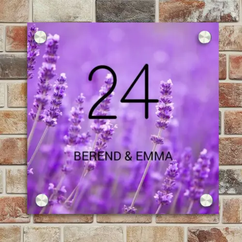 Lavendel - Klassiek Naambord Vierkant klein -sfeer2