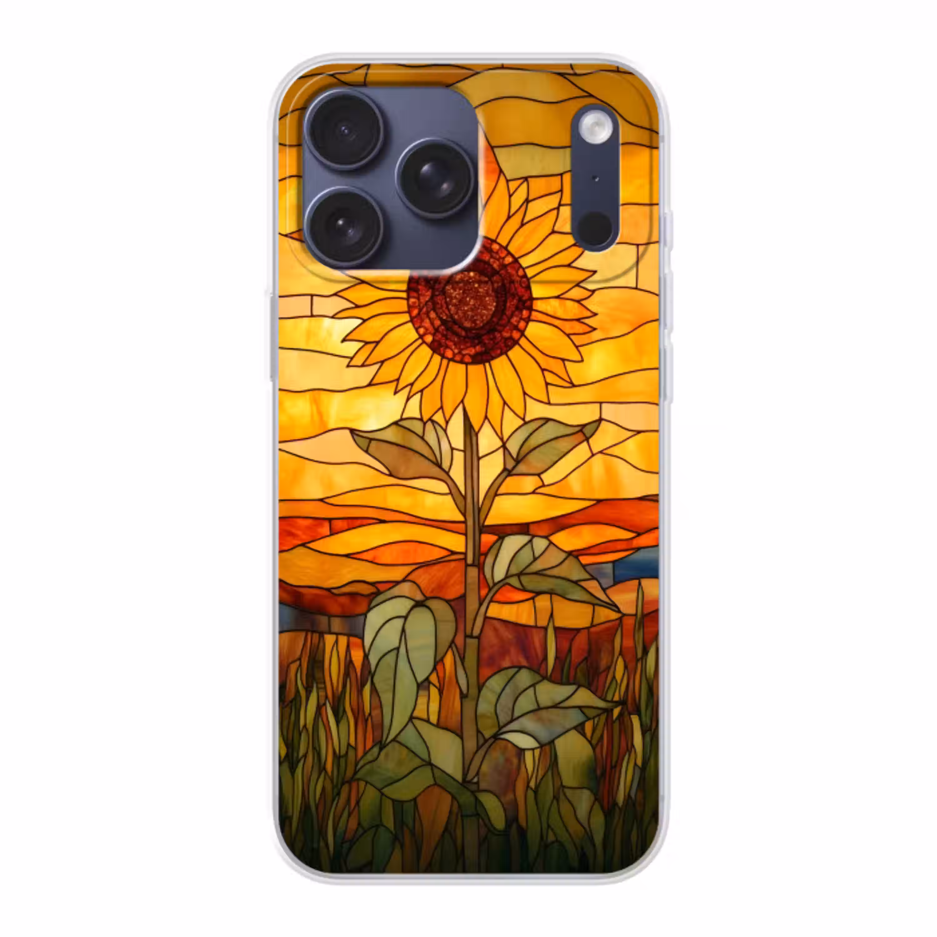 Zonnebloem - Mozaïek - Zonsondergang - Geel Telefoonhoesje iPhone 17 Pro Max klein -3d