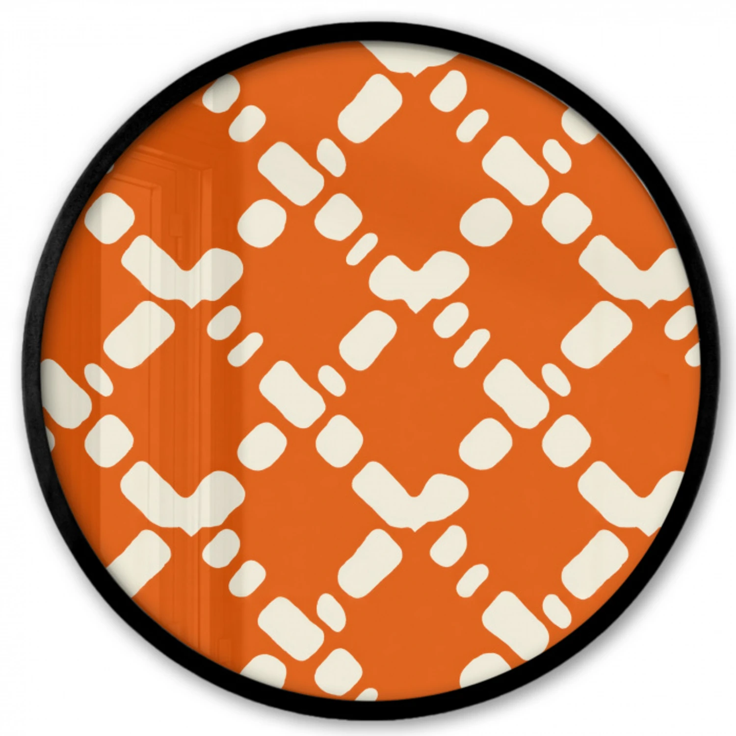 Oranje - Ruitpatroon - Wit Fotolijst rond zonder passe partout klein 856 -3d