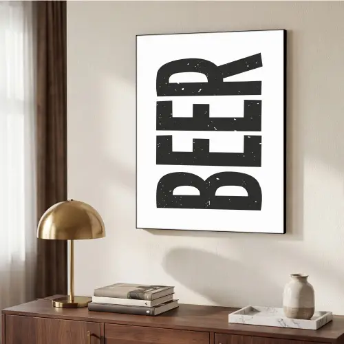 Bier - Japandi - Decoratie - Zwart Textielframe - compleet frame klein -sfeer3