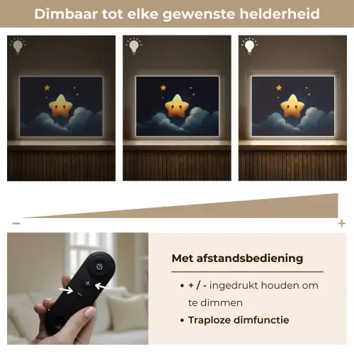 Ster - Gezichtje - Nacht - Wolken Light Box met batterij (Wandlamp kind) middel -USP_dimbaarNL