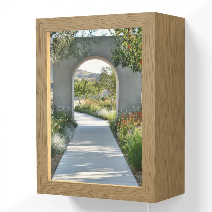 Doorkijk - Pad - Beton - Landschap Light Box met kabel (Wandlamp) klein -3d