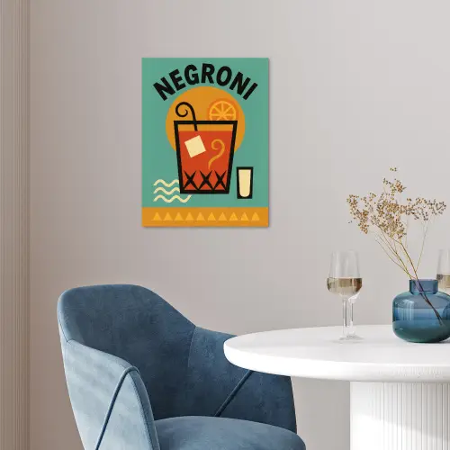 Cocktail - Negroni - Art - Sinaasappel poster papier klein -sfeer3