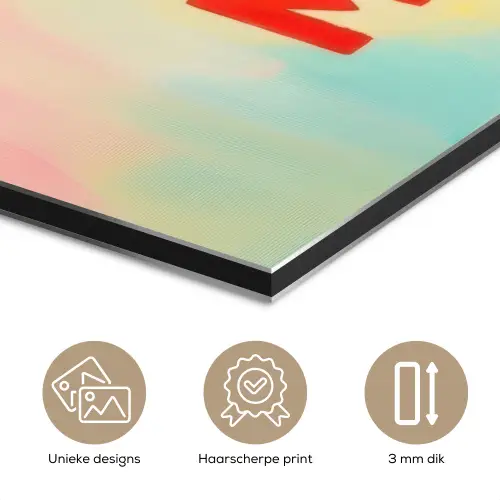 Quote - Lucky - Regenboogkleuren aluminium wit klein -closeup_NL