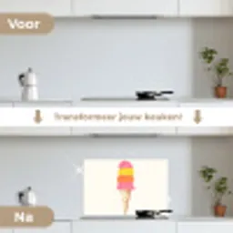 Schepijs - Hoorntje - Illustratie - Minimalistisch keuken achterwand spatscherm klein -voor_na_NL