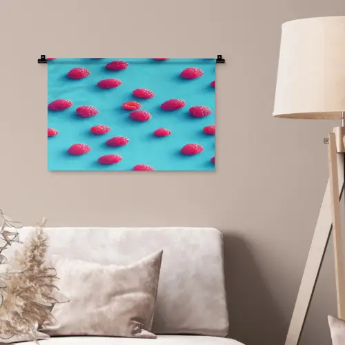 Blauw - Frambozen - Roze Wandkleed katoen klein 269 -sfeer4