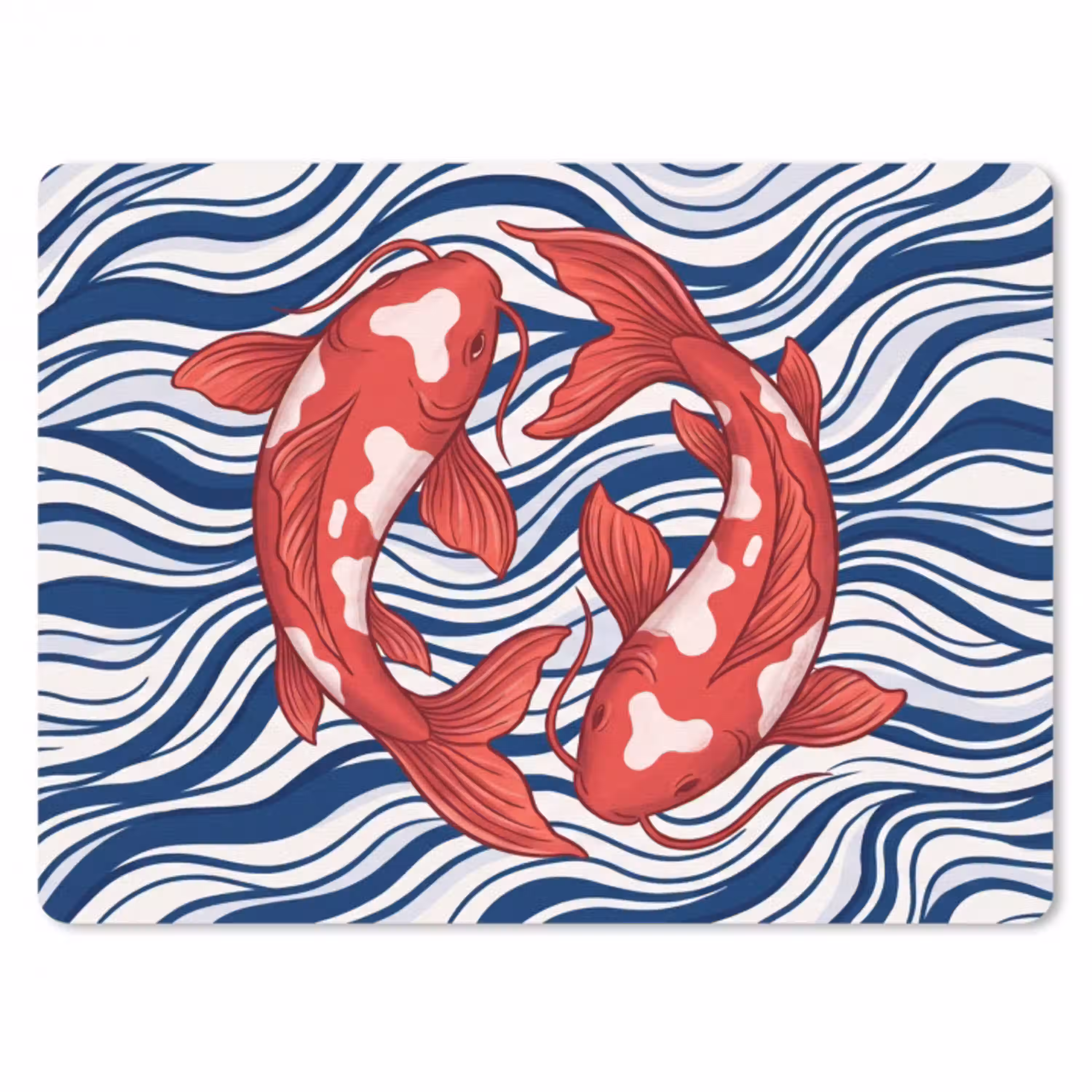Vis - Water - Natuur - Illustratie - Rood muismat rubber klein -3d