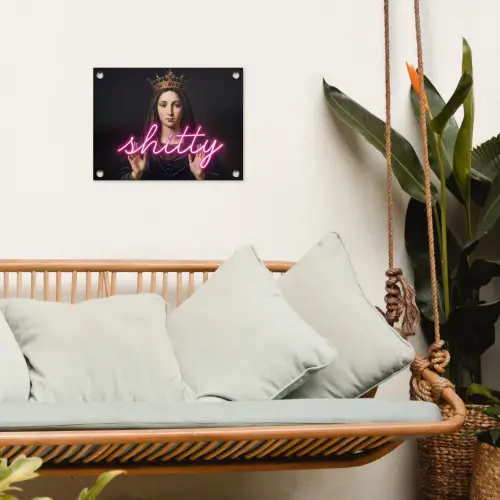 Ironisch - Tekst - Neon tuinposter los doek klein -sfeer7