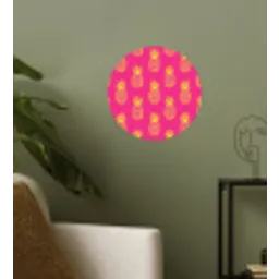 Ananas - Trendy - Roze Wandcirkel behangsticker klein 186 -sfeer2