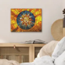 Mozaïek - Zon - Geel - Cirkel PET vilt klein -sfeer3