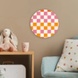 Vierkant - Patroon - Oranje Wandcirkel kunststof plaat 5mm dik klein 188 -tsfeer1_kind