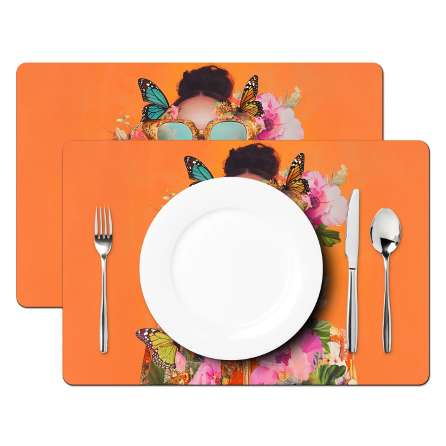 Tischset - Schmetterlinge - Frau - Sonnenbrille - Bunt