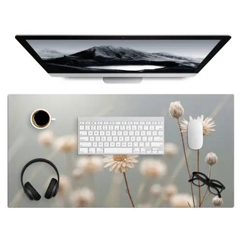 Strobloemen - Wit - Daglicht Muismat XXL klein -3d