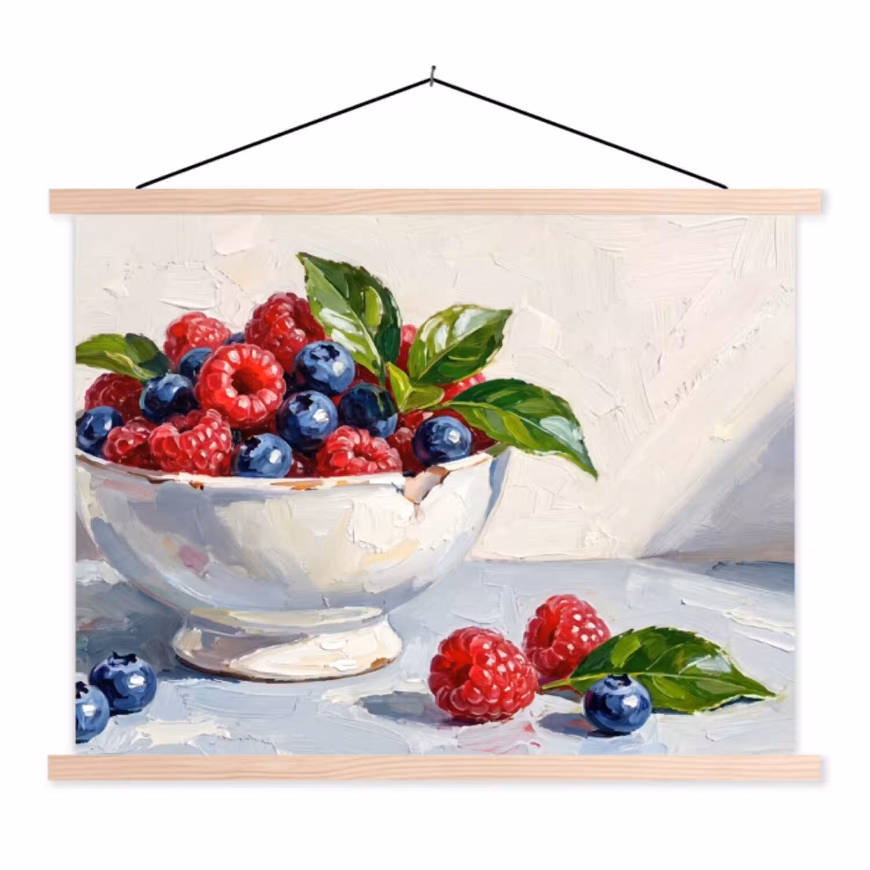 Bessen - Kom - Eten textielposter latten blank klein -3d