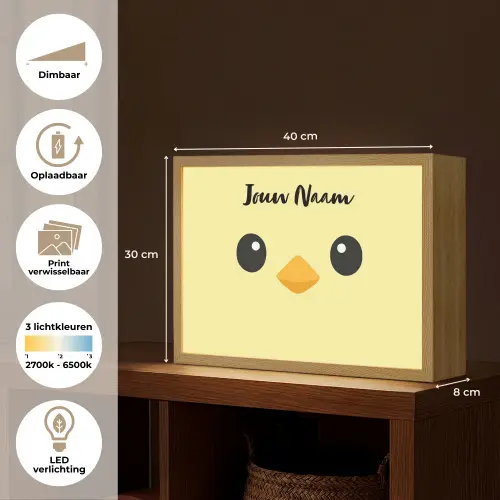 Kuiken - Geel - Minimalistisch - Snavel Light Box met batterij (Wandlamp kind) middel -USP_websiteoverzichtNL