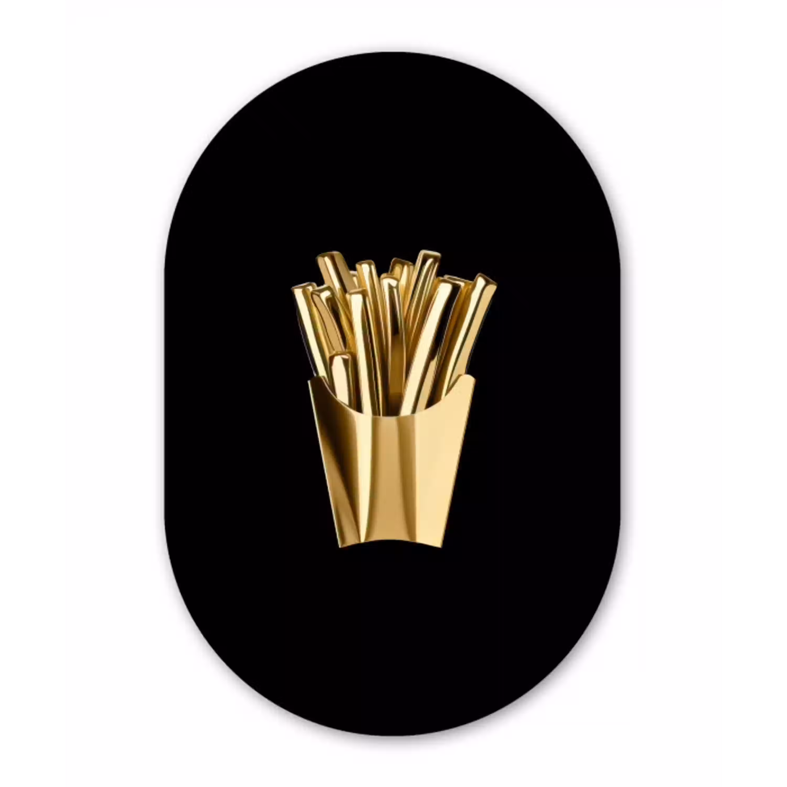 Friet - Goud - Chrome - Eten Wandcirkel Ovaal Forex klein -3d
