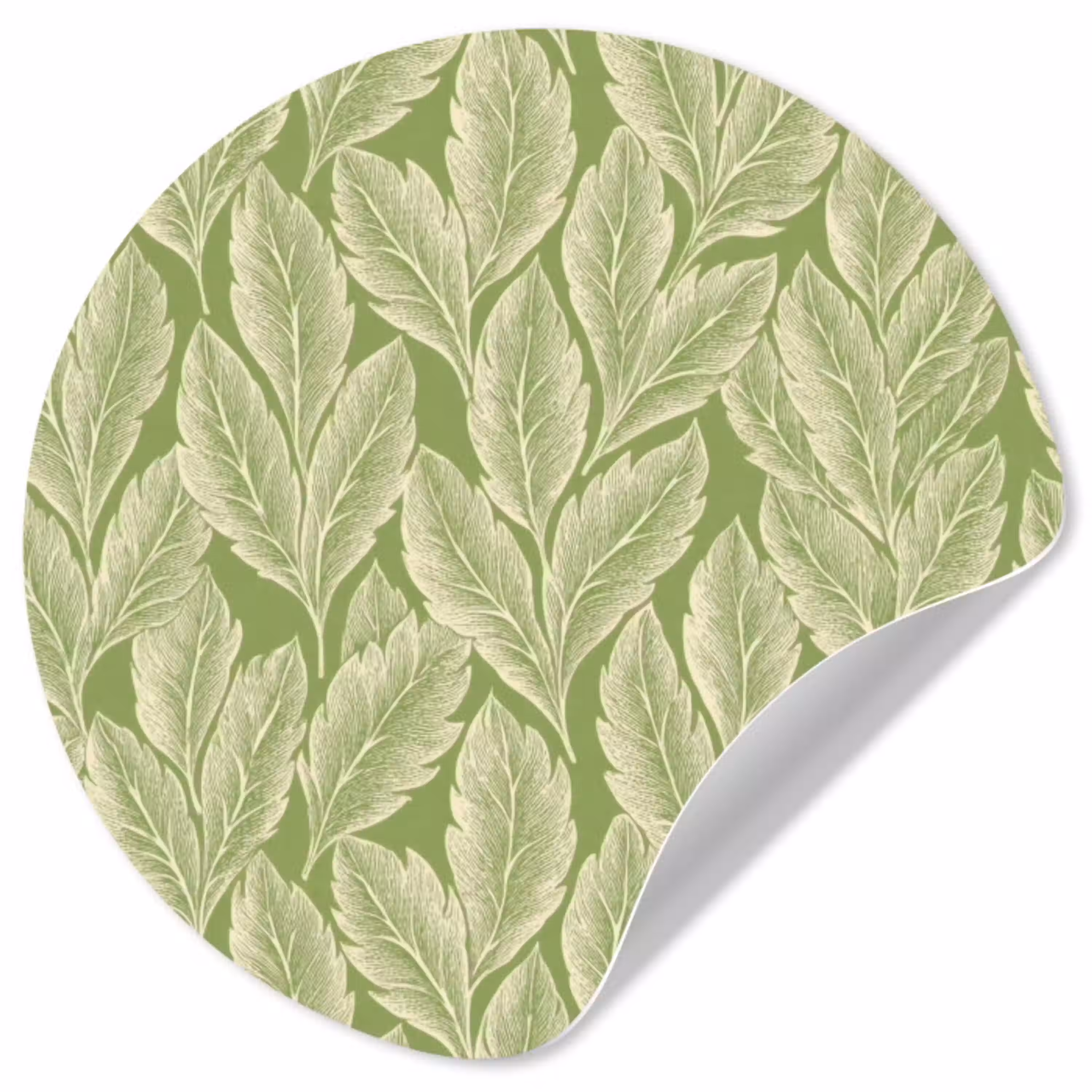 Groen - Botanisch - Bladeren - Vintage - Patroon Wandcirkel behangsticker klein 186 -3d