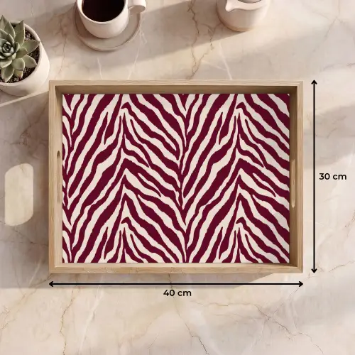 Zebra - Motief - Bordeaux - Rood Dienblad Rechthoek middel 911 -USP_Formaat
