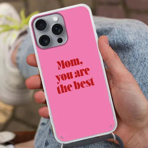 Moeder - Boodschap -Roze Hoesje iPhone 16 Pro Max met koord klein -sfeer3