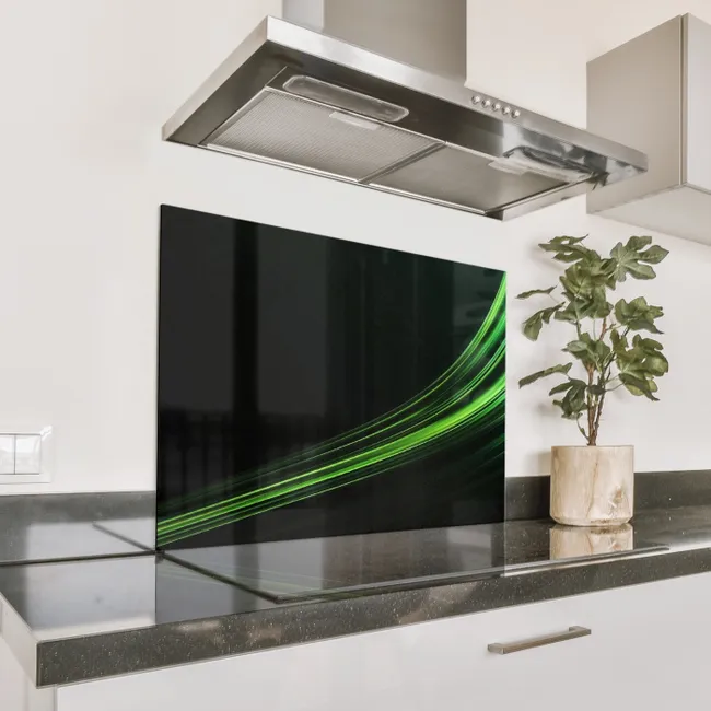 Spritzschutz Küche - Leinen - Bogen - Grün