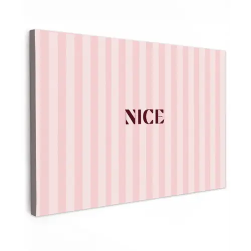 Nice - Strepen - Roze Tuinposter op houten frame 2 cm dik klein -3d