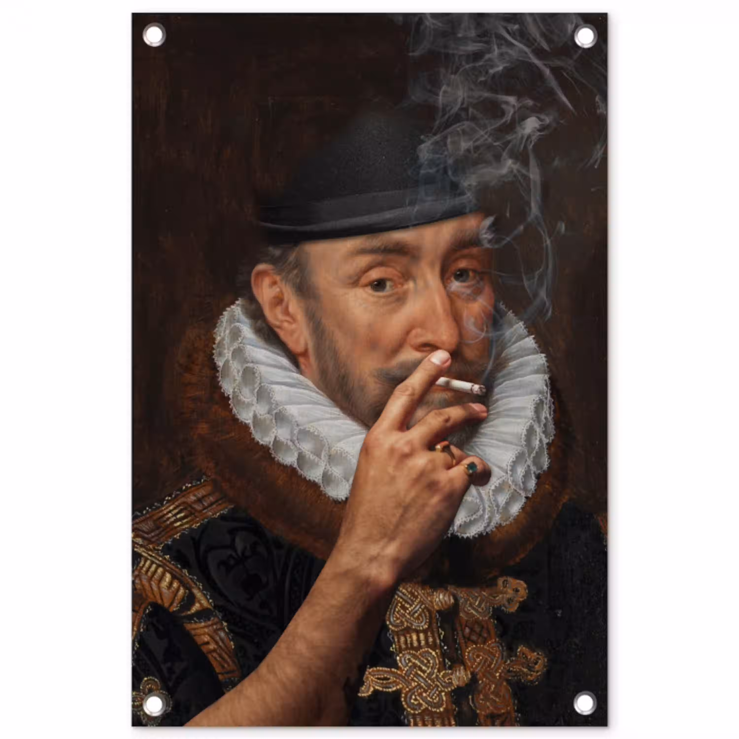 Willem van Oranje - Adriaen Thomasz - Sigaretten - Rook tuinposter los doek klein -3d