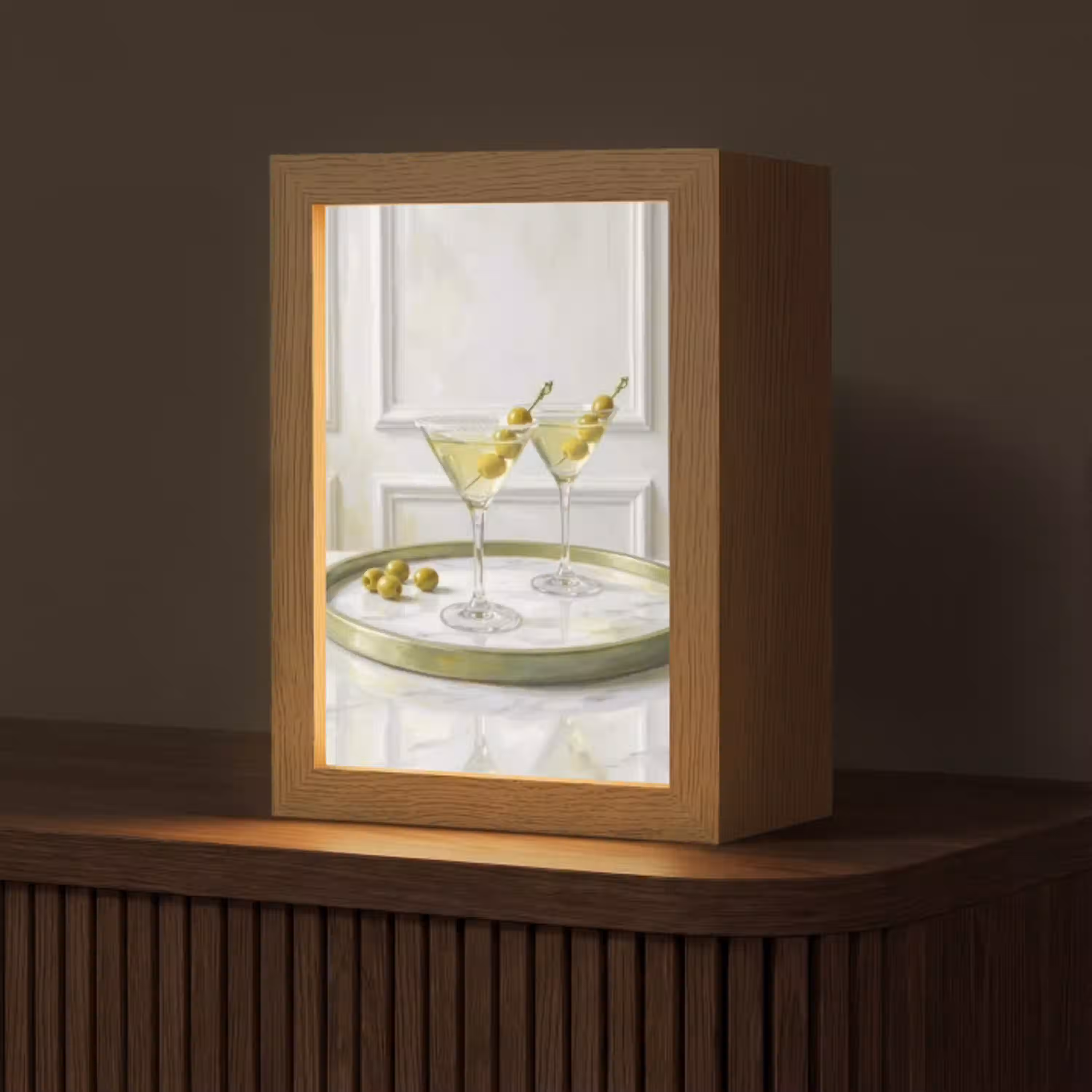 Drank - Martini - Olijven - Modern - Wit Light Box met kabel (Tafellamp) klein -z3d_website