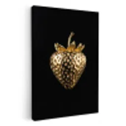 Aardbei - Goud - Zwart - Chrome KitchenYeah - Keuken - Canvas klein -3d