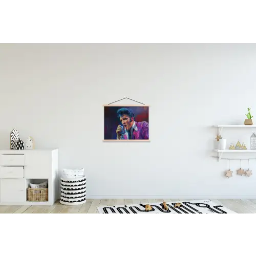 Expressief - Microfoon - Paars textielposter latten blank klein -kinderkamer