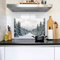 Weg - Sneeuw - Naaldbos - Winter - Avontuurlijk Inductie beschemer met haakjes klein -sfeer2