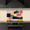 Abstract - Roze - Lappen - Vormen - Geel keuken achterwand spatscherm klein -sfeer1