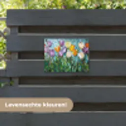 Mozaïek - Veld - Tulpen - Kleurrijk tuinposter los doek klein -sfeer3