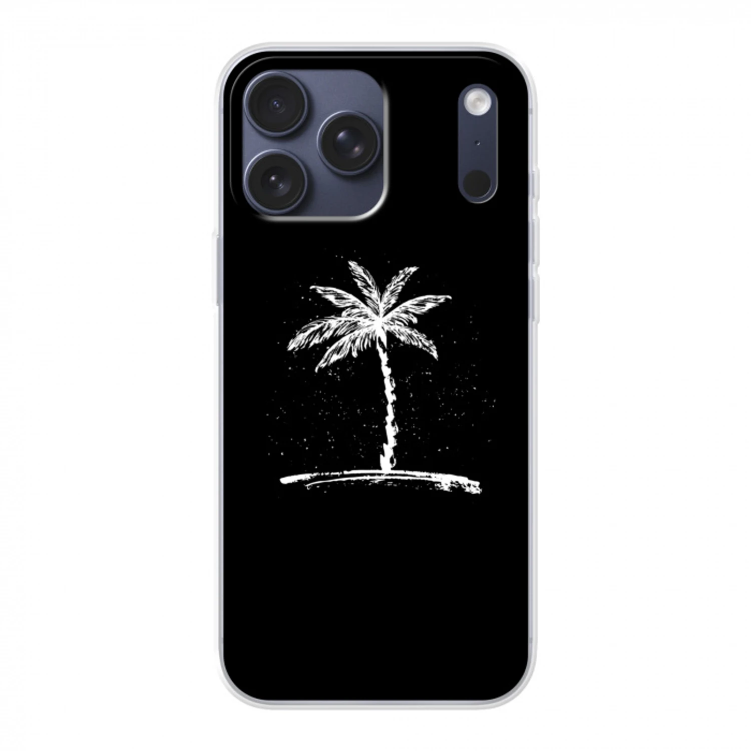 Palmboom - Wit - Zwart - Tropisch Telefoonhoesje iPhone 17 Pro Max klein -3d