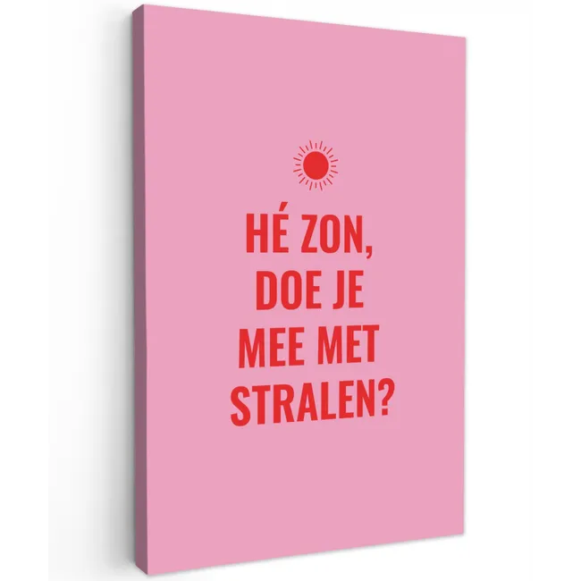 Roze - Zon - Quote Tuinposter op houten frame 2 cm dik klein -3d