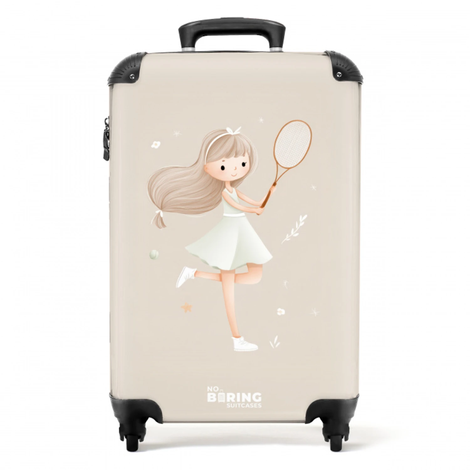 Meisje speelt tennis in beige kleuren NBS - Handbagage koffer - Volwassenen Unisex middel -productfoto_recht