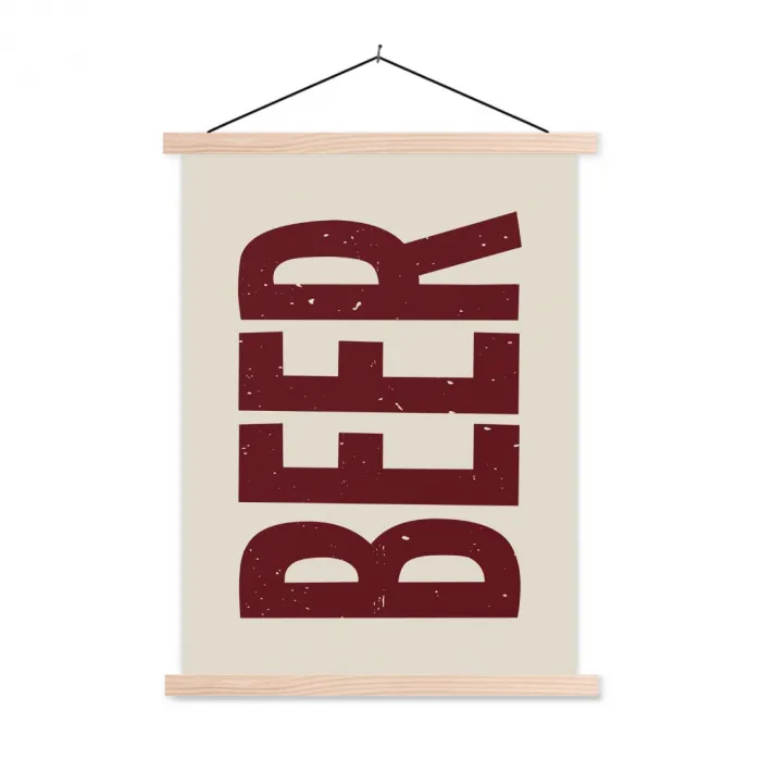 Japandi - Beer - Red - Retro textielposter latten blank klein -3d