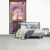 Doorkijk - Parijs - Eiffeltoren - Roze - Kersenbloesem fotobehang vinyl groot -slaapkamer