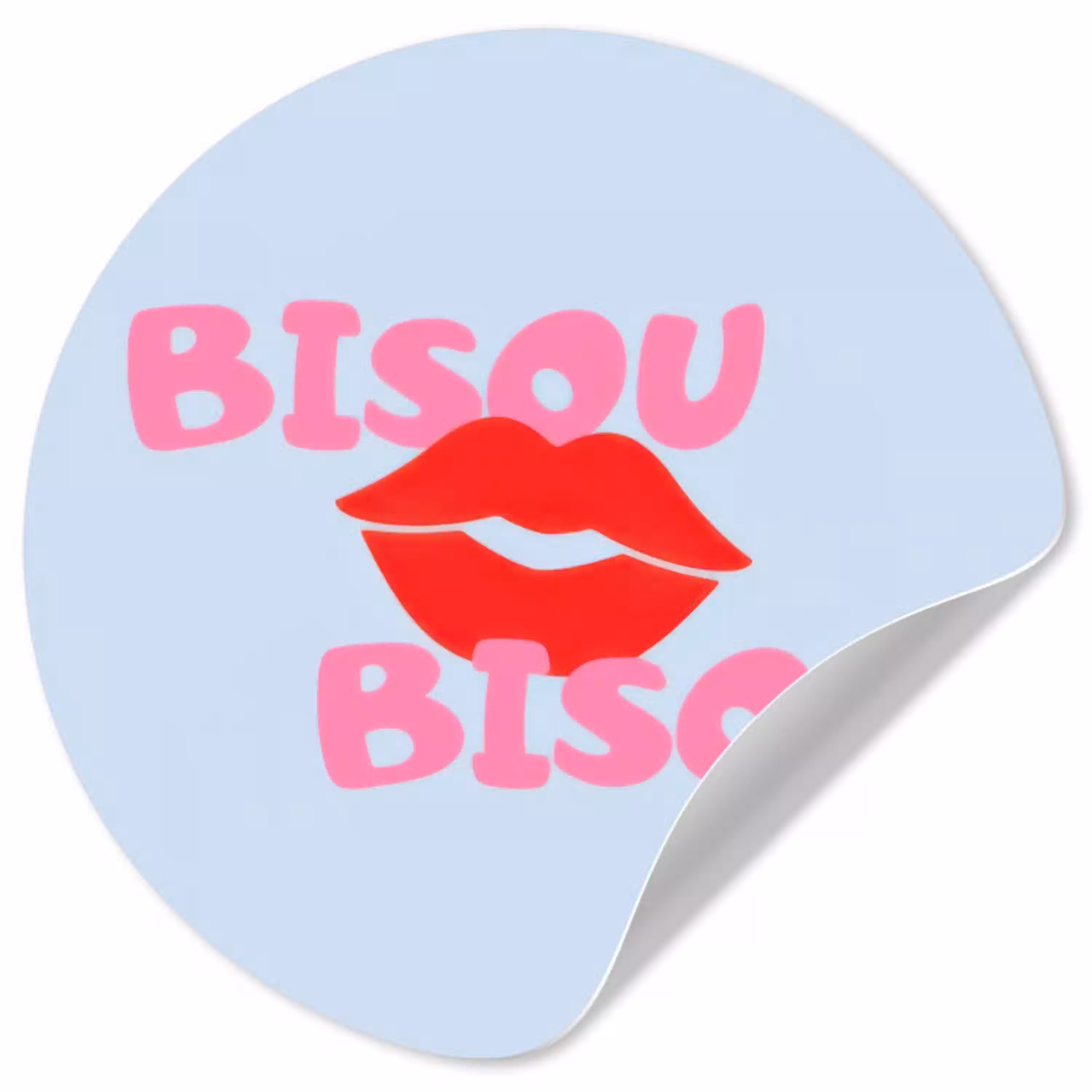 Lippen - Bisou - Blauw Wandcirkel behangsticker klein -3d