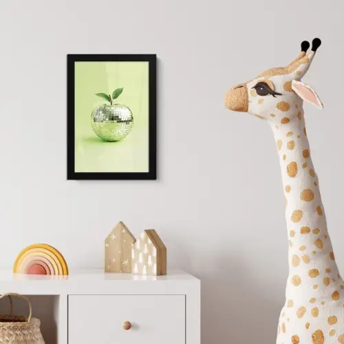 Groen - Disco - Decoratie - Appel fotolijst zwart zonder passe partout klein -usfeer4_kinderkamer