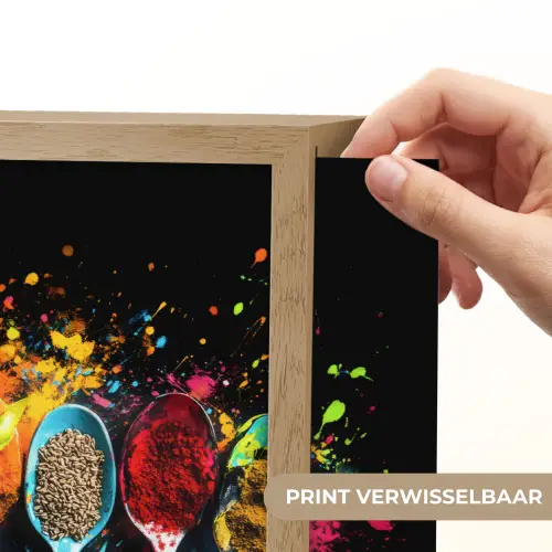 Lepels - Kruiden - Modern - Graffiti - Verf - Kleurrijk Light Box met batterij (Wandlamp) middel -USP_websiteprintNL