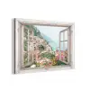 Doorkijk - Italië - Bloemen - Zee - Kust - Stad - Bergen aluminium wit klein -3d